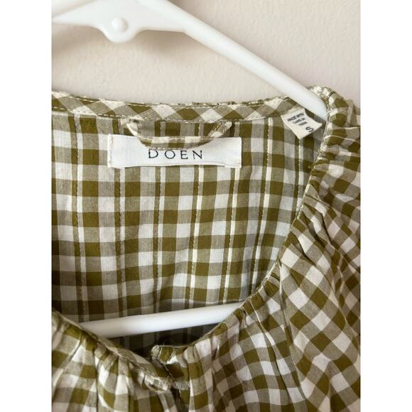 DOEN Paris Dress in Olive Gingham Print S - Picture 6 of 10